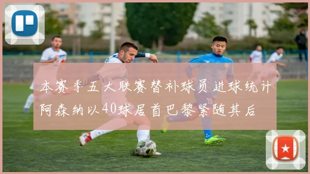 本赛季五大联赛替补球员进球统计阿森纳以40球居首巴黎紧随其后
